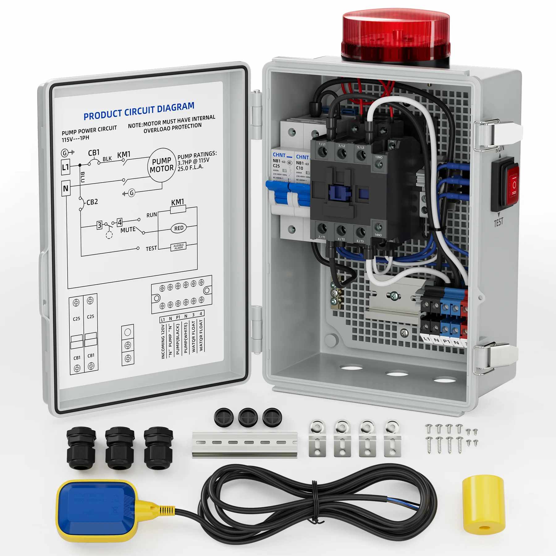 Penggera air tinggi automatik untuk sistem pam sump dengan penggera 110db
