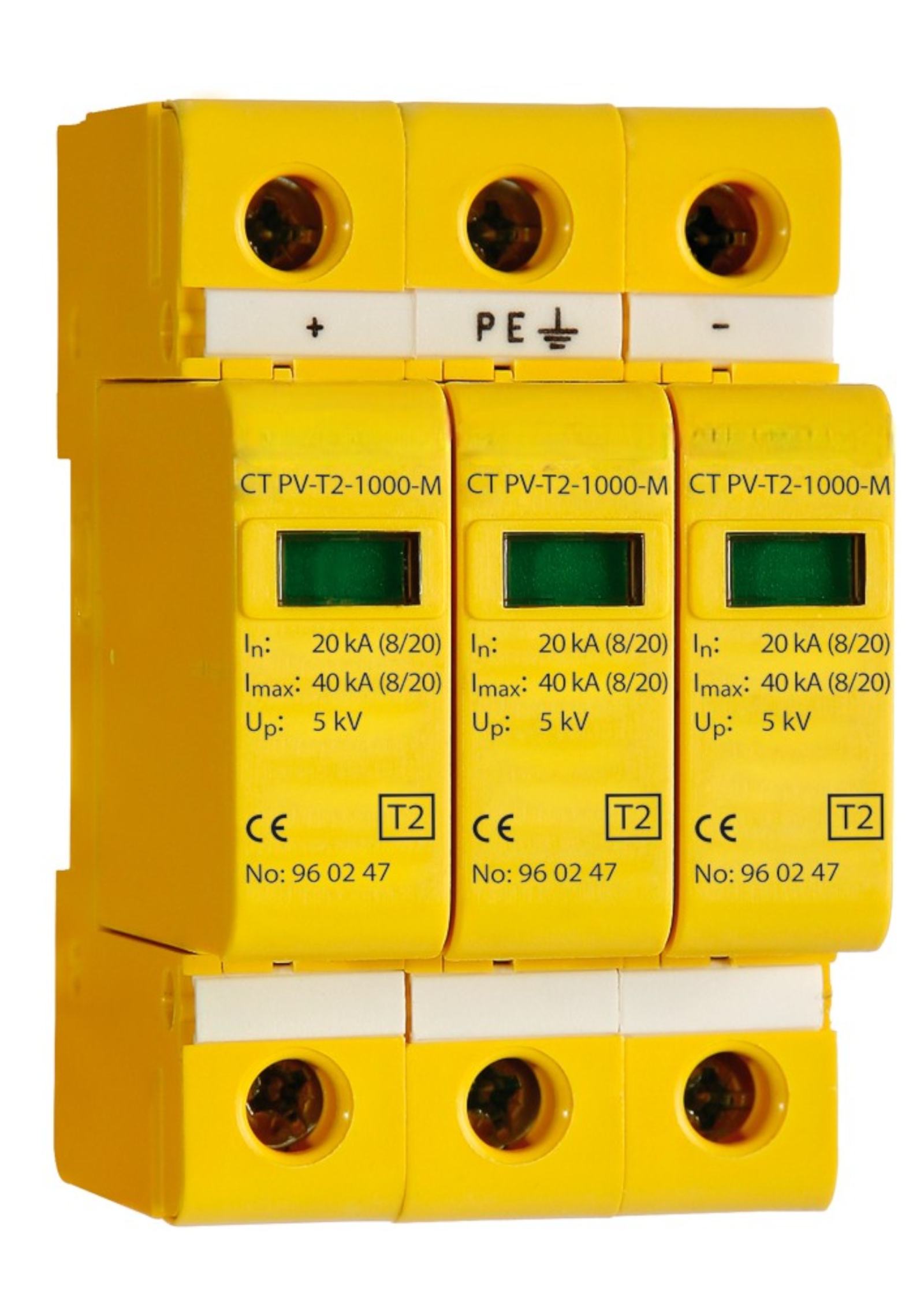 Jenis 2 peranti perlindungan lonjakan DC dengan kenalan perubahan jauh | Din-Rail, IP20