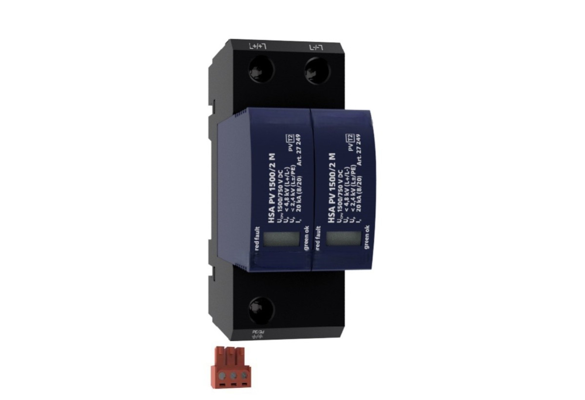 Type 2 PV Surge Arter (U/Y Connection) | Tiada Fuse Back-Up | Pemantauan jauh